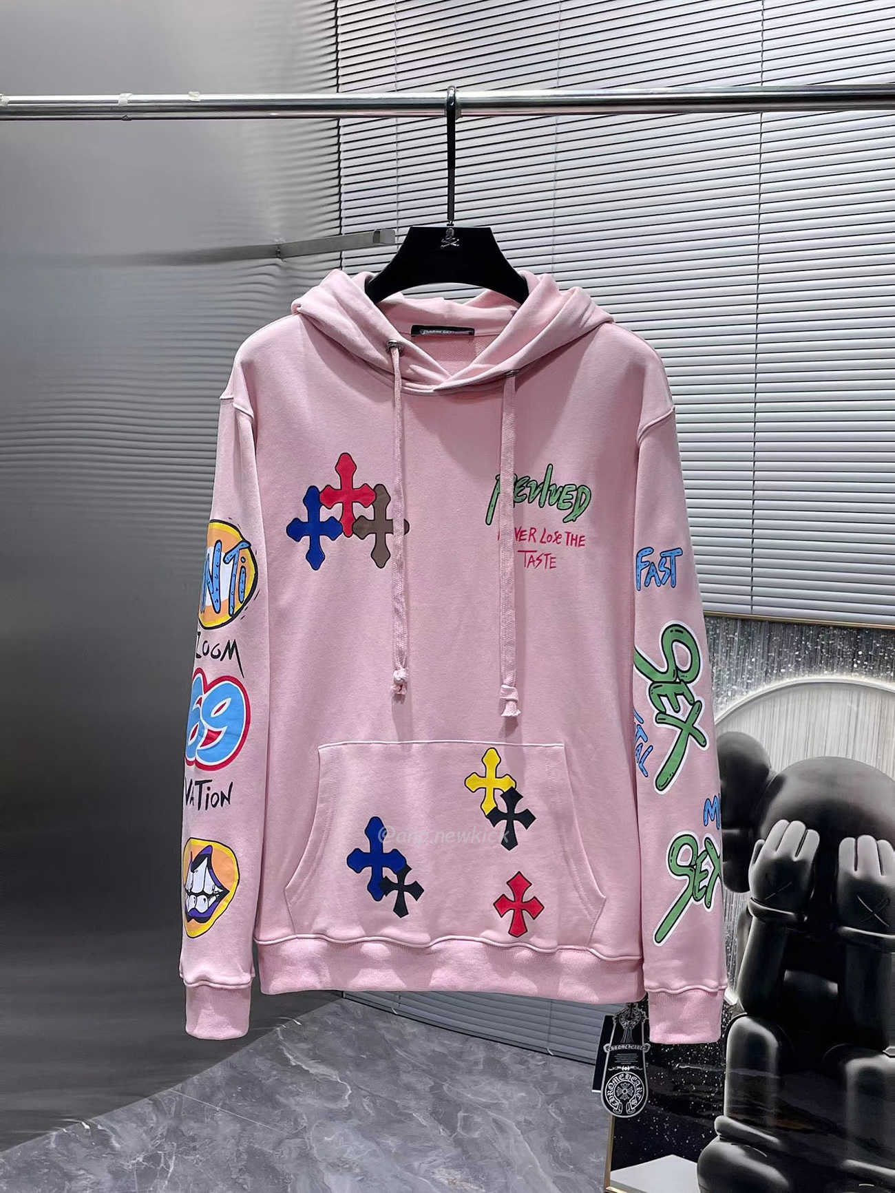 Chrome Hoodie Women Pullover Hip Hop Pink (2) - newkick.app